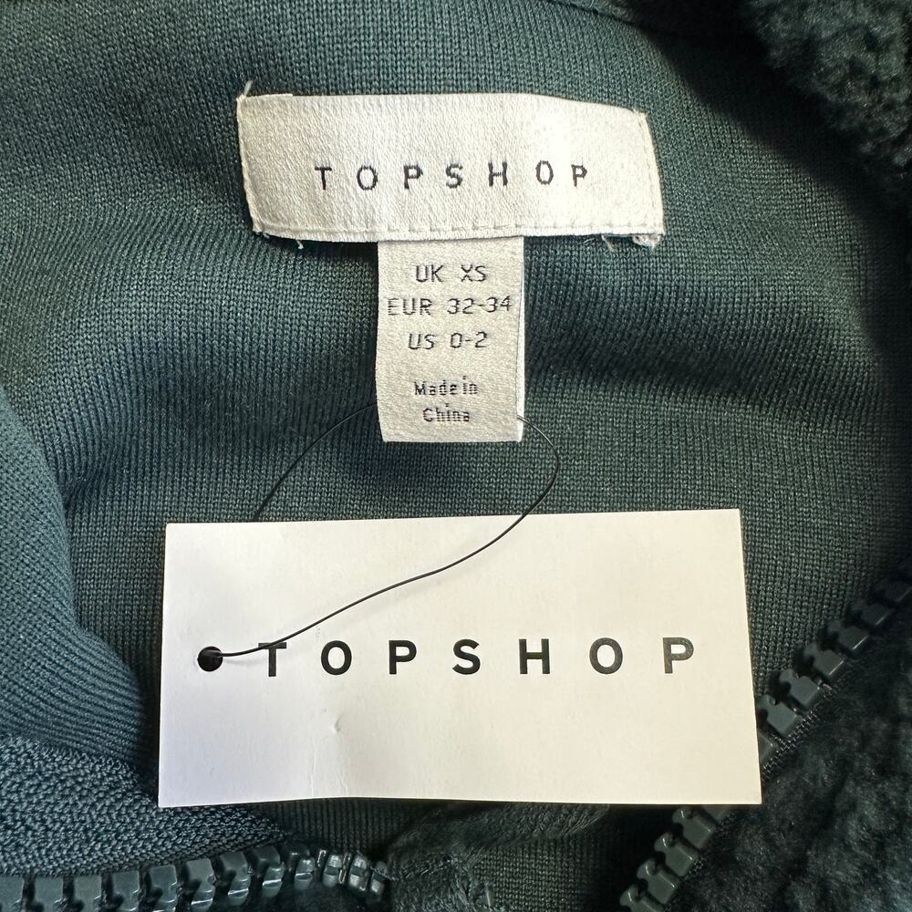 Topshop Borg Quarter Zip Fleece Hoodie Long Sleeve Pouch Pocket Sweater - Picture 7 of 7